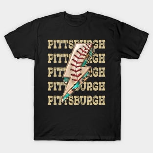 Aesthetic Design Pittsburgh Gifts Vintage Styles Baseball T-Shirt